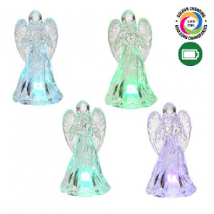Set of 4 Angel Ice Sculptures, Changing Color, acrylic, h10cm